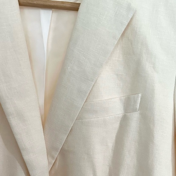 MICHAEL Michael Kors 100% Linen Cream + Black Classy Sophisticated Blazer Sz 2 - Picture 5 of 12